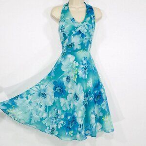 Vtg K Studio Halter Dress Sz 8 Lace Up Back Crinoline Slip Fairytale Whimsy